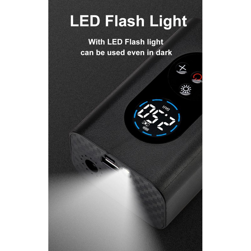 Pumpička / Powerbanka WDS-PUMPENERGY přenosná nabíjecí 12V 10.3 BAR s LCD digitálním displejem 12V a nástavci - Auto kolo člun