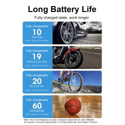 Pumpička / Powerbanka WDS-PUMPENERGY přenosná nabíjecí 12V 10.3 BAR s LCD digitálním displejem 12V a nástavci - Auto kolo člun