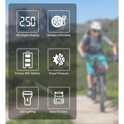 Pumpička / Powerbanka WDS-PUMPENERGY přenosná nabíjecí 12V 10.3 BAR s LCD digitálním displejem 12V a nástavci - Auto kolo člun