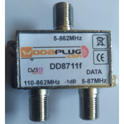 Wodaplug EOC 2-87MHz data passing thru Diplex filter DD8711f 3x F connectors, data / TV (DVB-T2)