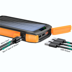 Wodasport® SolarDozer WF33W, Outdoor Adventure™ 20000 mA/h Solární Powerbanka, Super Fast QC 3 PD 20W, bezdrátové nabíjení, IP67