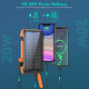 Wodasport® SolarDozer WF33W, Outdoor Adventure™ 20000 mA/h Solarn Powerbank, Super Fast QC 3 PD 20W, wireless charge 10W, IP67