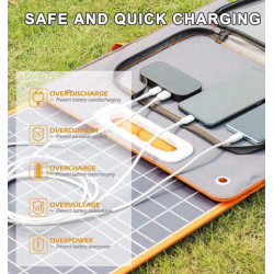 Přenosný solární panel skládací 100W multi výstupy USB QC 3.0, Type C 60W, DC 18V/5,6A max